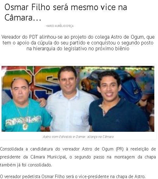 PDT do prefeito Edivaldo novamente deverá ceder ao grupo de Pereirinha/Astro/Chico Carvalho?